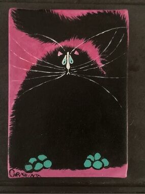 Original acrylic cat painting by me. “Moi?” 
5 inches by 7 inches